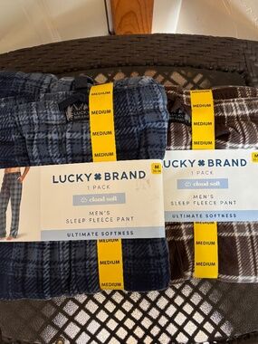 Lucky Brand Cloud Soft Plaid Fleece Lounge/Sleep Pants Size M 32-34 Lot of 2